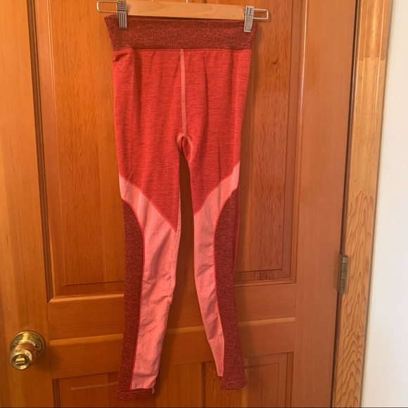 Free People Colorblock High Rise Pop Life Leggings and Top SET Pink Red - Picture 7 of 16